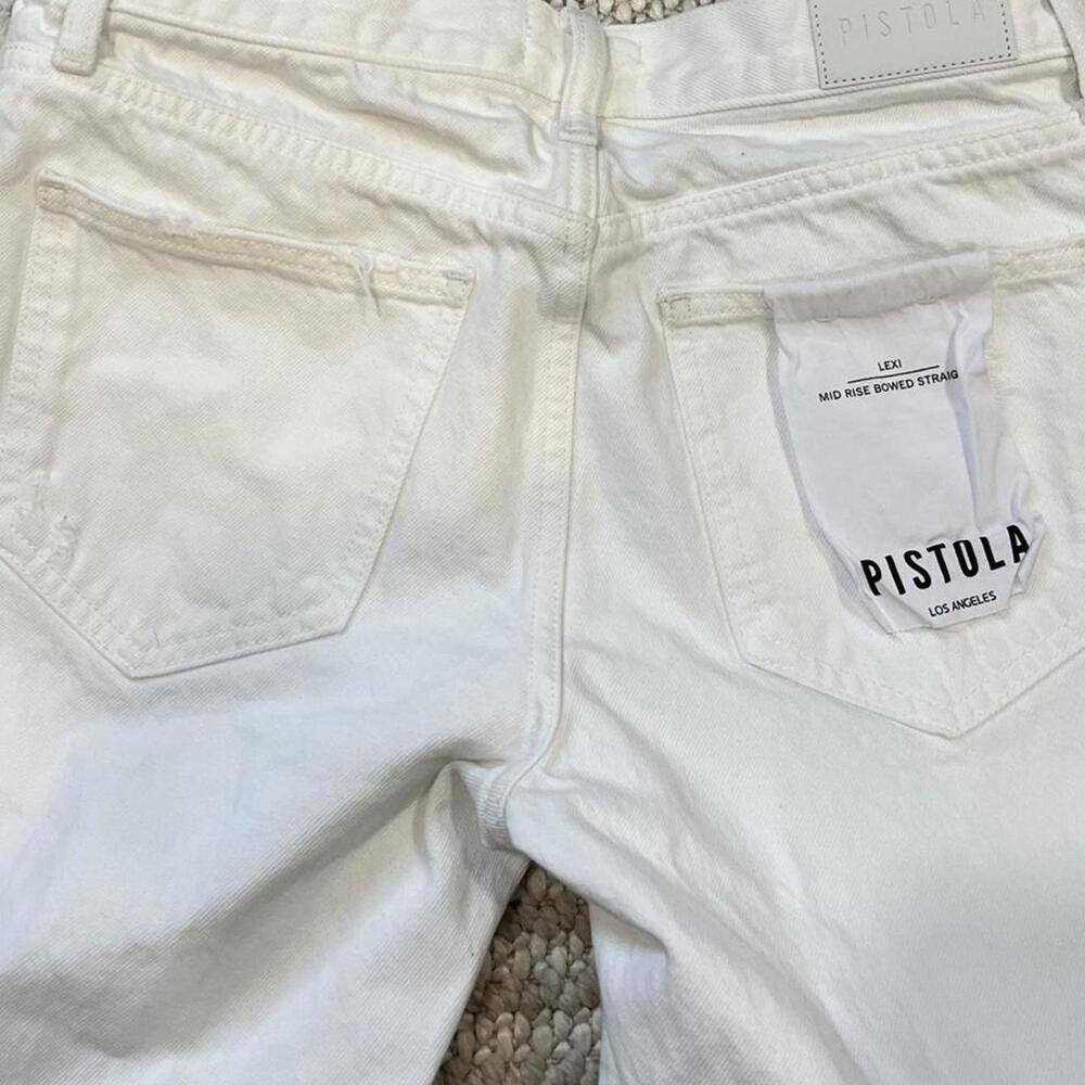 PISTOLA Lexi Mid Rise Bowed Straight Jeans - Luxe White Vintage - Picture 6 of 6